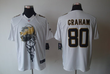 2012 NEW NFL New Orleans Saints 80 Jimmy Graham White Jerseys (Helmet Tri-Blend Limited)
