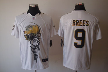 2012 NEW NFL New Orleans Saints 9 Drew Brees White Jerseys (Helmet Tri-Blend Limited)