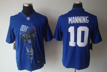 2012 NEW NFL New York Giants 10 Eli Manning Blue Jerseys (Helmet Tri-Blend Limited)