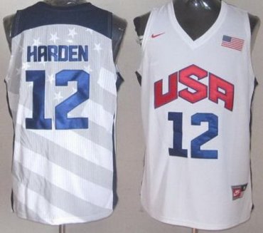 2012 USA Basketball Jersey 12 James Harden White