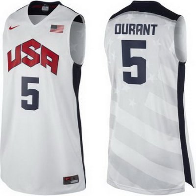 2012 Usa Basketball Jersey #5 Kevin Durant White Jerseys