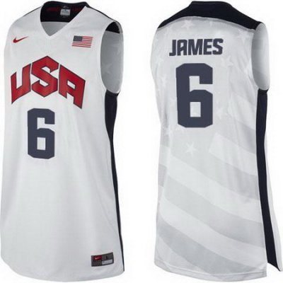 2012 Usa Basketball Jersey #6 Lebron James White Jerseys