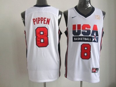2012 Usa Jerseys #8 Pippen White(retro)