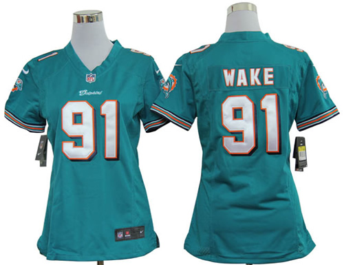 2012 women miami dolphins 91 cameron wake green jerseys