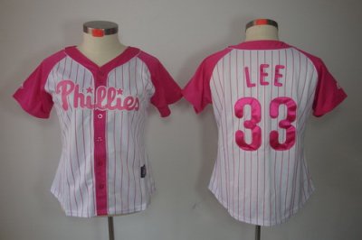 2012 Women Pink Splash Fashion Philadelphia Phillies 33 Lee White Jerseys