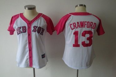 2012 women's boston red sox 13 carl crawford pink splash fashion jersey by majestic athletic