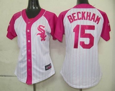 2012 women pink splash fashion jersey by majestic chicago white sox gordon beckham 15 white jerseys