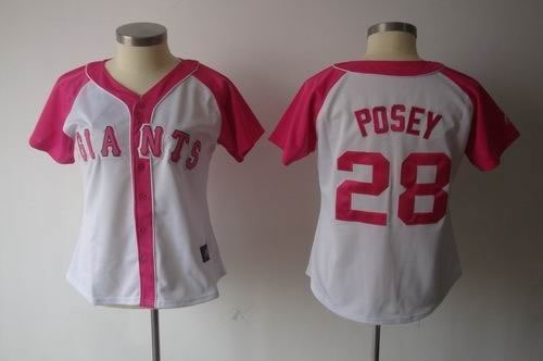 2012 women pink splash fashion jersey by majestic san francisco giants 28 buster posey white jerseys
