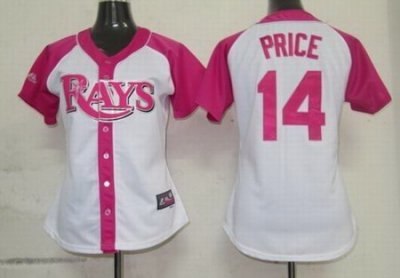 2012 women pink splash fashion jersey tampa bay rays #14 david price white jersey