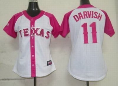 2012 women pink splash fashion jersey texas rangers # 11 yu darvish white jerseys