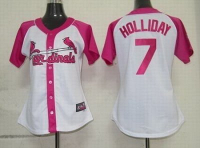 2012 women pink splash fashion st. louis cardinals 7# matt holliday white jerseys