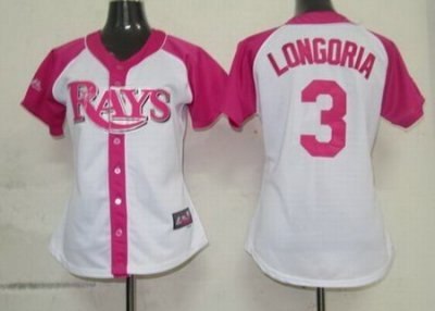 2012 women pink splash fashion tampa bay rays #3 evan longoria white jerseys