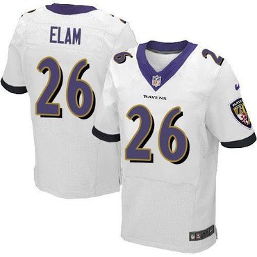 2013 NEW Baltimore Ravens #26 Matt Elam White NFL Jersey(New Elite)(collar Purple)