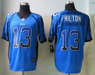 2013 NEW Indianapolis Colts 13 T.Y.Hilton Drift Fashion Blue Elite Jerseys