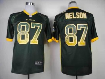2013 NEW NFL Green Bay Packers #87 Jordy Nelson Green Team Color Drift Fashion Elite Jersey