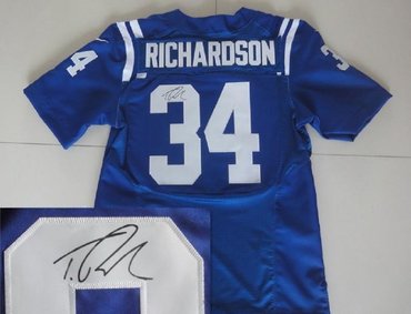 2013 NEW NFL Indianapolis Colts #34 Trent Richardson Blue Jerseys(Signed Elite)