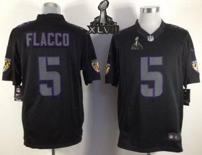 2013 NEW Super Bowl XLVII NFL Baltimore Ravens 5 Joe Flacco Black Jerseys (Impact Limited)