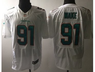 2013 NFL NEW Miami Dolphins 91 Cameron Wake White Jerseys(Elite)