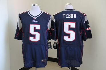 2013 NFL New England Patriots 5 Tim Tebow Blue Jerseys(Elite)
