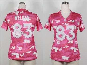 2013 New Denver Broncos 83# Wes Welker Women's Fashion Jersey-New Pink Camo