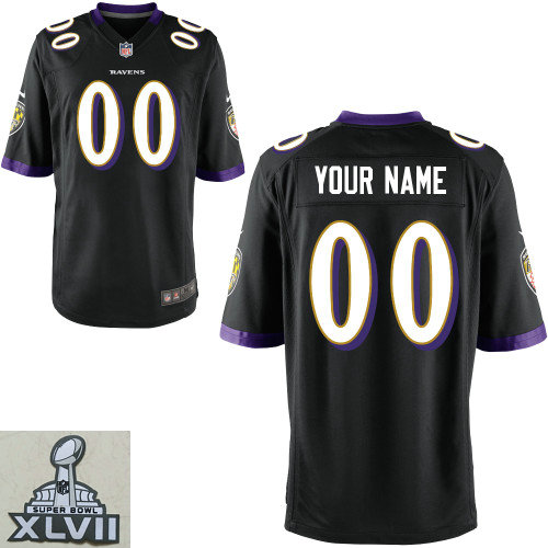 2013 Super Bowl XLVII Men's NEW Baltimore Ravens Customized Black Jerseys(Game)