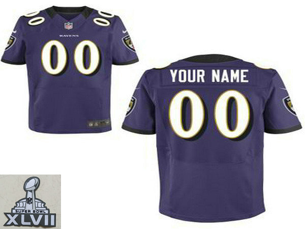 2013 Super Bowl XLVII Men's NEW Baltimore Ravens Customized purple Jerseys(Elite)