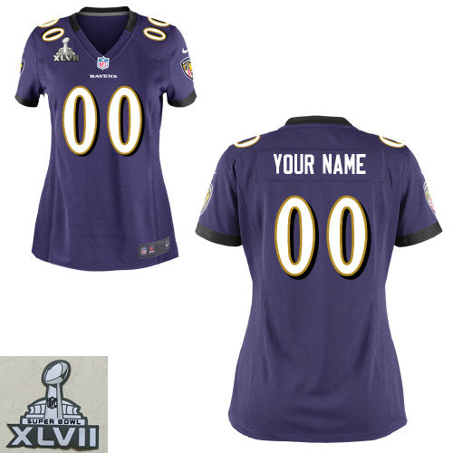2013 Super Bowl XLVII Women's NEW Baltimore Ravens Customized Game Purple Jerseys