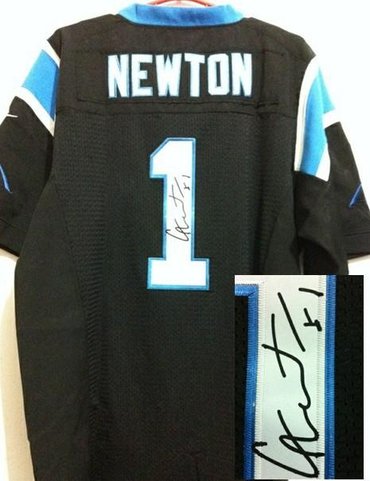 NFL Carolina Panthers 1 Cam Newton Black Jerseys(Signed Elite)