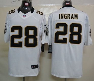 2014 NEW NFL New Orleans Saints 28 Mark Ingram White Jerseys (Limited)