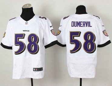 2014 NFL Baltimore Ravens #58 Elvis Dumervil White Jerseys(Elite)