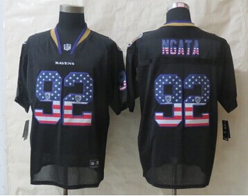 2014 New Baltimore Ravens 92 Ngata USA Flag Fashion Black Elite Jerseys