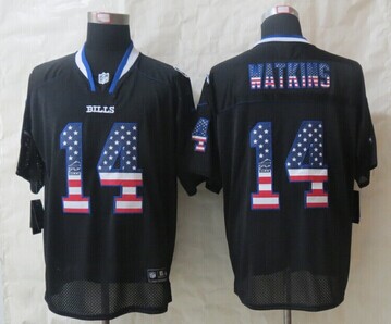 2014 New Buffalo Bills 14 Watkins USA Flag Fashion Black Elite Jerseys