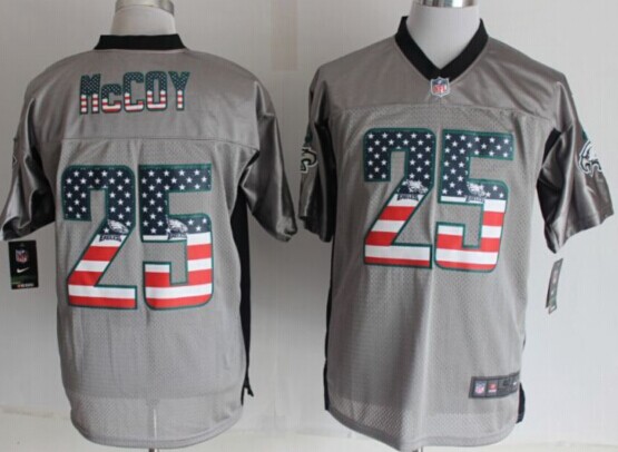 2014 New Nike Philadelphia Eagles #25 LeSean McCoy USA Flag Fashion Grey Shadow Elite Jerseys