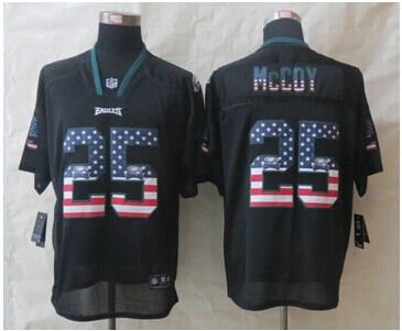 2014 New Philadelphia Eagles 25 McCoy USA Flag Fashion Black Elite Jerseys