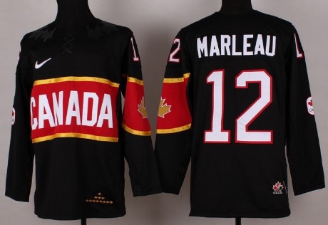 2014 Olympics Canada #12 Patrick Marleau Black Jersey 1