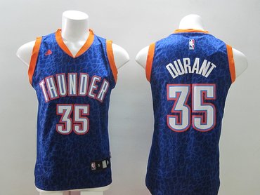 2014 Women NBA oklahoma city thunder #35 durant blue Leopard grain fashion jerseys