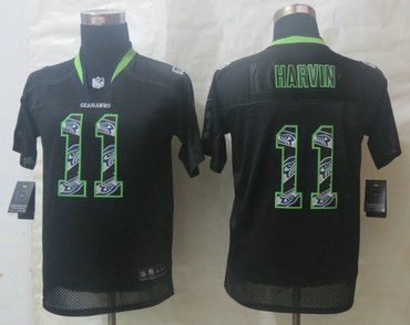2014 Youth Nike Seattle Seahawks #11 Percy Harvin New Lights Out Black Elite Jersey