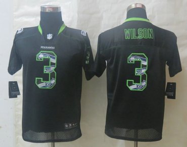 2014 Youth Nike Seattle Seahawks 3# Russell Wilson New Lights Out Black Elite Jersey