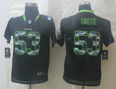 2014 Youth Nike Seattle Seahawks 53 Smith New Lights Out Black Elite Jersey