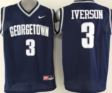 2015 Georgetown Hoyas #3 Allen Iverson Navy Blue Basketball Stitched NCAA Jersey