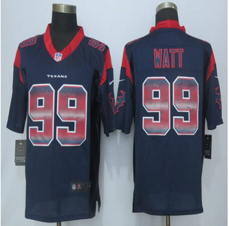 2015 New Houston Texans #99 J.J. Watt Pro Line Navy Blue Fashion Strobe Jersey