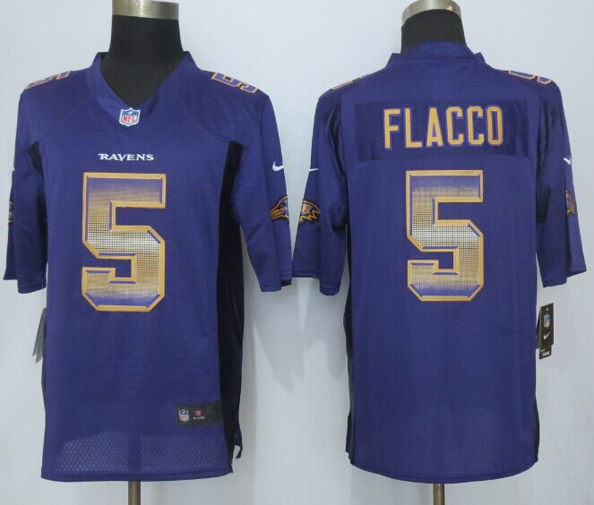 2015 New New Baltimore Ravens #5 Joe Flacco Purple Strobe Limited Jersey