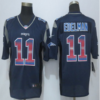 2015 New New England Patriots #11 Julian Edelman Pro Line Navy Blue Fashion Strobe Jersey