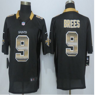 2015 New New Orleans Saints #9 Drew Brees Pro Line Black Fashion Strobe Jersey