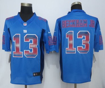 2015 New New York Giants #13 Beckham Blue Strobe Limited Jersey