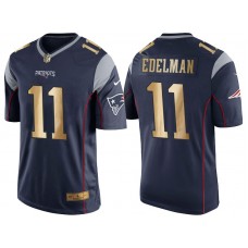 2016 Christmas New England Patriots #11 Julian Edelman Navy Blue Golden Edition Jersey