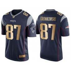 2016 Christmas New England Patriots #87 Rob Gronkowski Navy Blue Golden Edition Jersey