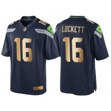 2016 Christmas Seattle Seahawks #16 Tyler Lockett Navy Golden Special Edition Jersey