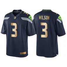 2016 Christmas Seattle Seahawks #3 Russell Wilson Navy Golden Special Edition Jersey