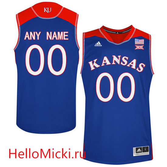 2016 Men's Kansas Jayhawks Customized College Basketball Authentic Jersey - Royal Blue